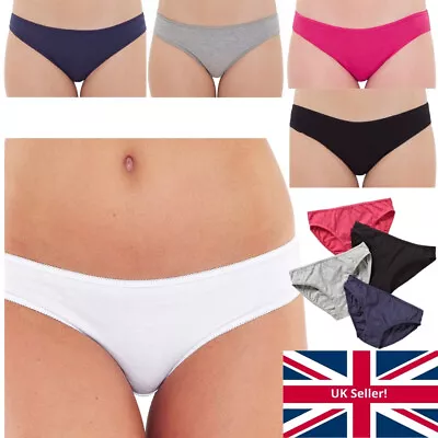 Just Essentials Womens Ladies Bikini Mini Briefs Multipack Of 4 Cotton Plain Col • £6.99