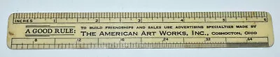 RARE Vintage The American Art Works Coshocton OH Advertising SIGN MAKER Ruler • $34.95