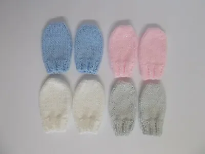 Hand Knitted Baby Mittens Twinkle Sparkle Effect Baby Mittens 0-3 Months  • £1.60