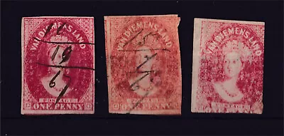 Tasmania 1d Imperforate Chalons X 3 Shades Used (k79) • $11.95