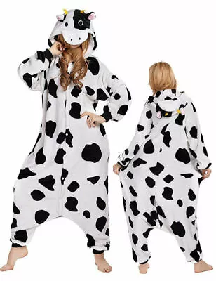 Adult Kids Cow Pajamas Kigurumi Animal Onsies Cosplay Halloween Xmas Costume Hot • $16.99