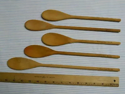 Lot Of 5 Vintage Wooden Kitchen Mixing Cooking Spoons Utensils College Inn Broth • $12.99