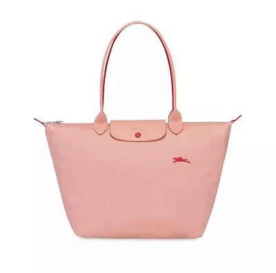 NWT LONGCHAMP Le Pliage Club Large Nylon Shoulder Tote PINKY Pink AUTHENTIC • $144