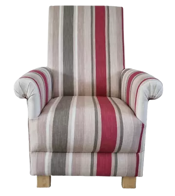 Laura Ashley Fabric Adult Chairs Armchairs Accent Awning Stripe Red Small Lounge • £229.99