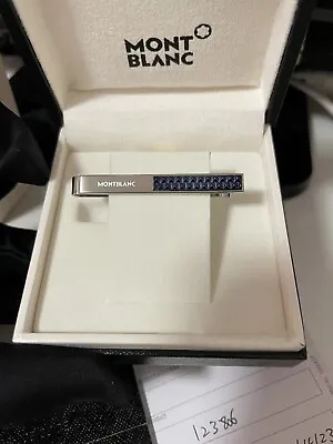 MONTBLANC Men's Stainless Steel TIE BAR Tie Clip With Blue Pattern MB 123806 • $85