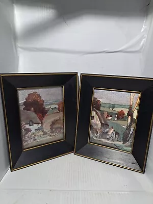 Pair Of VTG Foil Art Irrodesent Framed Numbered Ready To Hang • $39.99