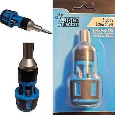 7 In 1 Stubby Screw Driver Multi-bit 6 Bit Ratchet Head ScrewDriver Set Compact • $18.50