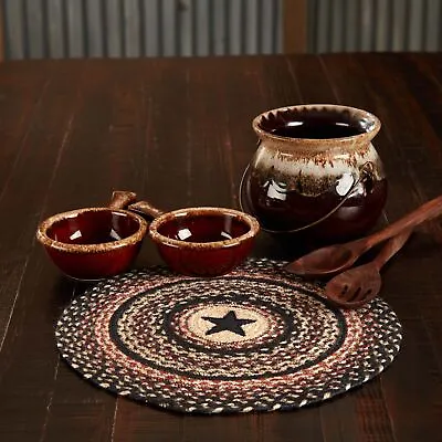 $12.59 • Buy VHC Brands Trivet Colonial Star Jute Country 15in Braided Striped Table Decor