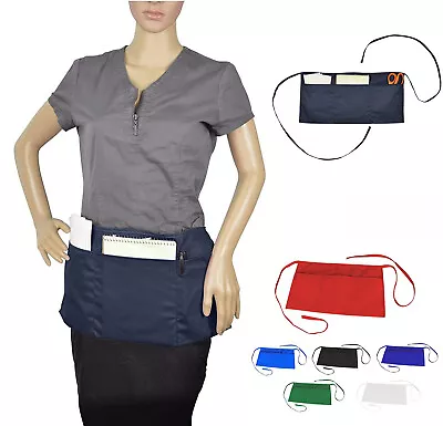 $6.98 • Buy Cleaning Waist Half Bib Apron Kitchen Heavy Duty 3 Pocket Dining Cooking 6 Color