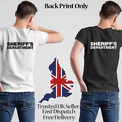 Sheriff's Department T-Shirt TSHIRT - TEE GIFT TEE NOVELTY TEXT COSTUME COWBOY • £10.99