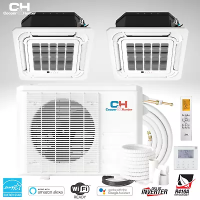 18000 BTU Dual 2 Zone AC Mini Split Heat Pump Cassette Air Conditioner 9000 9000 • $2483