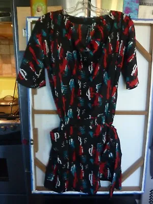 W118 By Walter Baker Black Abstract Print Tie Drop Waist Dress   Wmn Sz. S   EUC • $23.99
