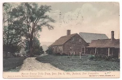 AMHERST NH Postcard HORACE GREELEY BIRTHPLACE Milford/Boston/Malden MA 1906 • $6.99