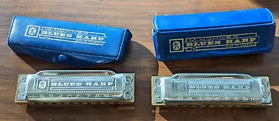 Pair Of M. Hohner Blues Harp Harmonica In Original Case Germany Key G • $49.75