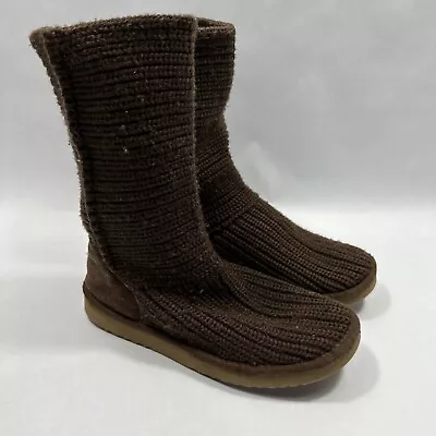 UGG Australia Boots Classic Crochet Knit Pull On 5857 Brown Women's Size 8 M * • $19.59