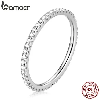 Bamoer 925 Sterling Silver Finger Fashionable Ring With CZ For Women Size 5-9 • $3.65