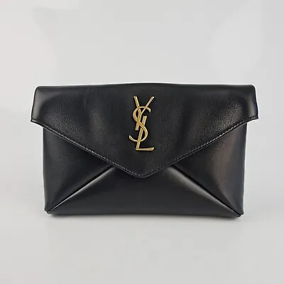Saint Laurent Cassandre Small Black Leather Envelope Pouch Bag New • $1226.30