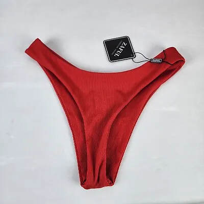 Zaful Women's Red Brazilian Swimwear Bottom Rib Size Small US 4 UK 8 EU 36 NWT • $8