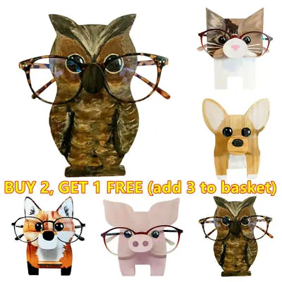 $17.66 • Buy Cute Animal Head Glasses Holder Stand 3D Wood Rack Sunglasses Eyeglass Case New