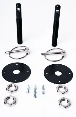 Aluminum Hood Pin Kit Universal Flip Over Style Bonnet Lock Latch Black Anodized • $15.97