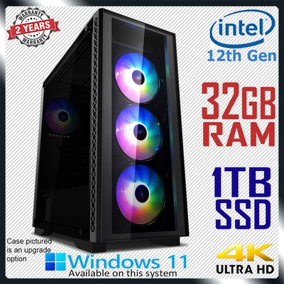 $1179 • Buy Gaming PC Computer Intel 12th Gen 32GB RAM 1TB SSD Home Office Desktop Core I7