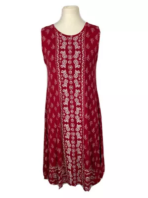 Womens Size Small Red Shift Trapeze Dress Style & Co Island Retreat Chintz Vines • $39.99