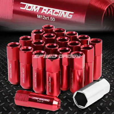 20x Racing Rim 60mm Extended Anodized Wheel Lug Nut+adapter Key Red • $16.90
