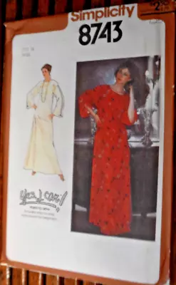 Simplicity 8743 Dress Caftan MuuMuu Pattern Easy Gown Long Pullover Sz 16 Uncut • $9.97