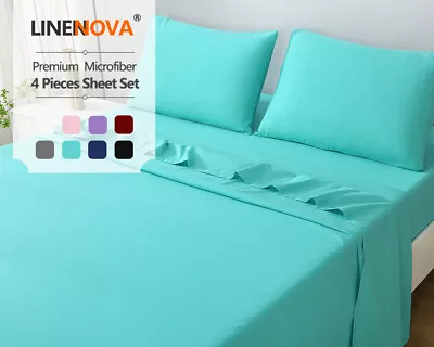 $1.99 • Buy 2000 TC 4 Pcs Flat Fitted Sheet Set Single/KS/Double/Queen/King Bed Pillowcase