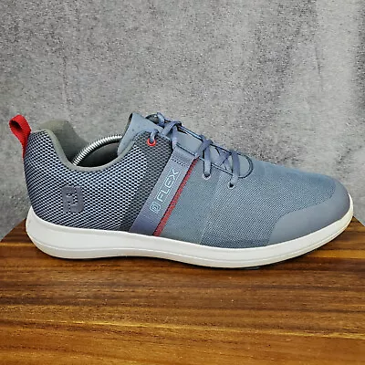 Footjoy Flex Golf Shoes Men's 13 Wide Gray Blue Lace Up Spikeless Sneakers • $44.99