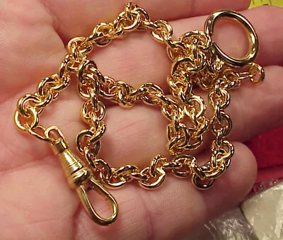 Vintage Gold PLated Medium Cable  Link Mans Pocket  Watch Chain 14  Inch  • $10.99