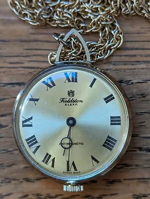 Fieldston Elexa Gold Tone Swiss Mechanical Pendant Watch • $19.99