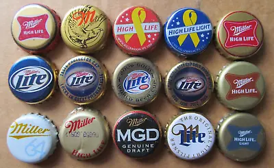 15 Different Mostly Obsolete Miller Milwaukee Wisconsin Beer Bottle Caps #4 • $4.95