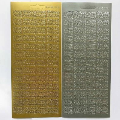 £1.99 • Buy Happy Birthday Silver Gold Peel Off Sticker Sheet Card Making Scrapbooking Craft