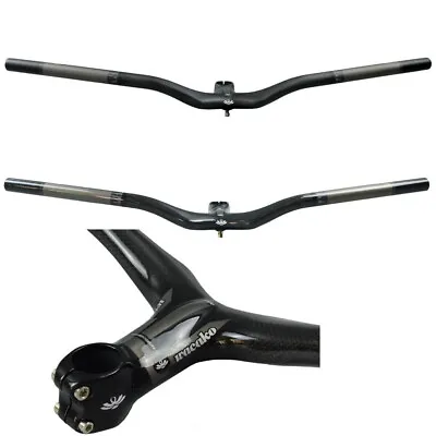 3K Full Fiber Carbon Handlebar Integrated Bar Stem Mountain Bike Rise Bar 28.6mm • $69.90