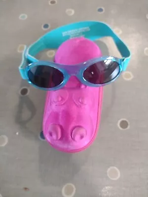 Baby Banz Blue Sunglasses And Pink Hippo Case • £10