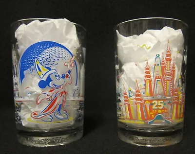 WDW Magic Kingdom 25th Anniversary Glasses Remember Magic 1996 Set 2 McDonalds • $26.99