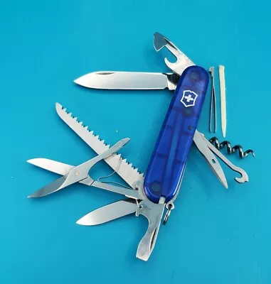 Victorinox Huntsman Swiss Army Knife Multi Tool! BLUE TRANSLUCENT! • $25.47