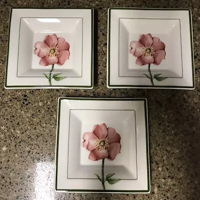 Set (3) Villeroy & Boch Flora  Wild Rose  Square 5 1/2  Tray Plates • $49.90