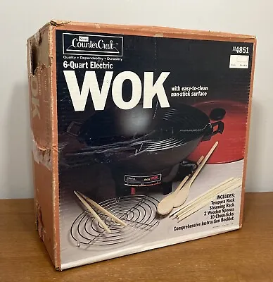 VTG 1984 Sears Counter Craft West Bend Electric Wok 6-Qt Etc. NEW IN BOX - Rare! • $145