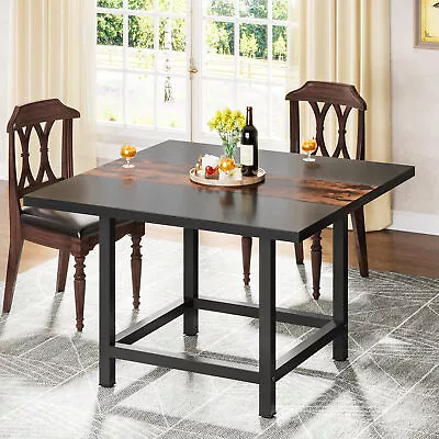 Tribesigns Square 4 Person Dining Table Wood & Metal Kitchen Dining Room Table • $131.02