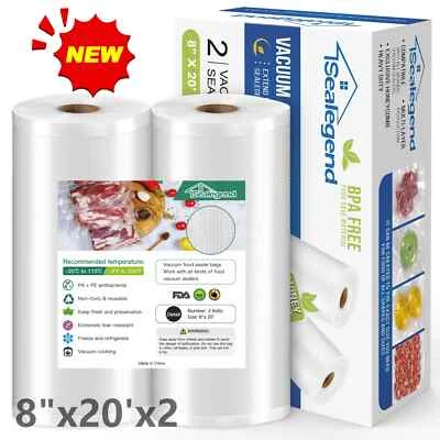 $11.99 • Buy Vacuum Sealer Bags For Food 8 X20' 2 Rolls Food Saver Bags Seal A Meal Bags Food