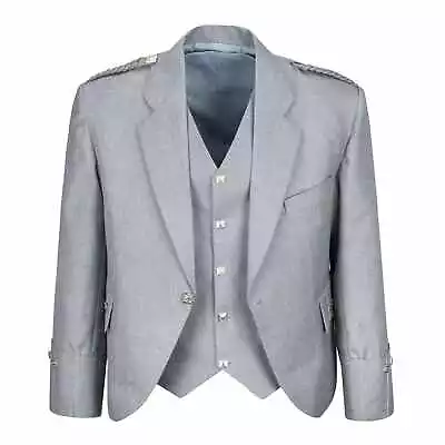 £29.99 • Buy CLEARENCE Scottish Highland Grey Argyle Kilt Jacket & Waistcoat/Vest