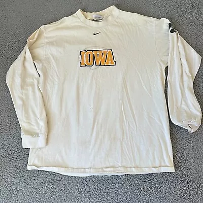 Vintage Iowa Hawkeyes Shirt Adult Large White Mens Jersey Nike Tee Long Sleeve • $28.75