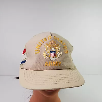 Vtg 3 Stripe Trucker Snapback Hat USA United States Army  • $59.74