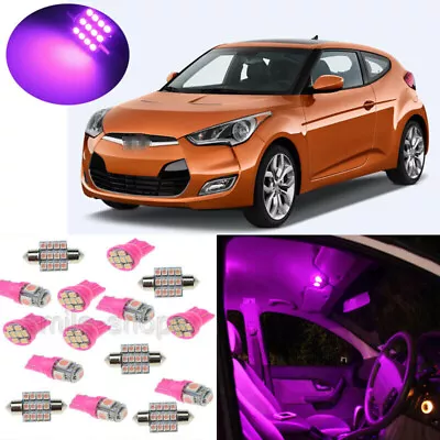 8X Bright Pink LED Lights Interior Package Kit For 2012-2016 Hyundai Veloster • $16.57