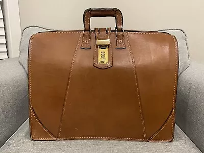 Vtg ATLAS Of BOSTON Brown Leather  Briefcase Satchel Bag Made In USA • $149.99