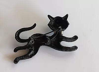 Vintage Black Cat Resin Pin Brooch 2” Collar Simple Cute MCM • $16.99