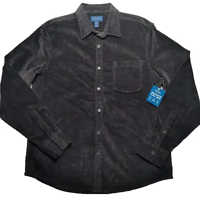 ARIZONA Men Medium Pirate Black Flex 360 Button Corduroy Shacket Jacket NEW • $23.99