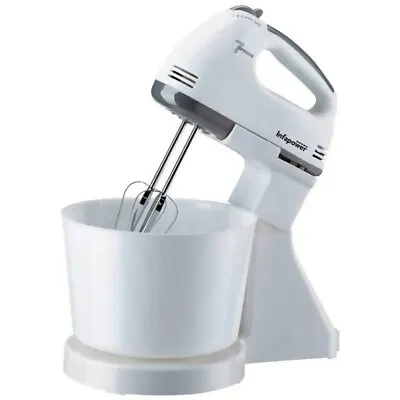 7 Speed Hand Mixer Electric Kitchen Mixer With Bowl And Stand - White • £31.99